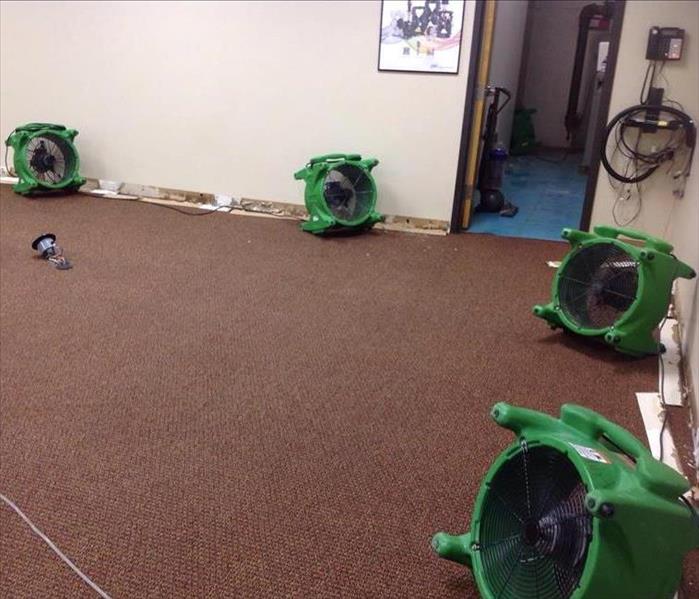 SERVPRO drying equipment set up in office